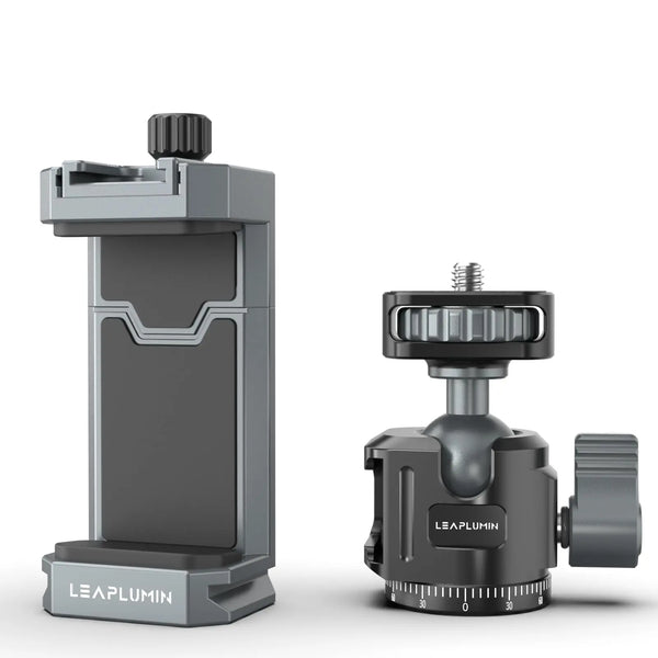 Aluminum Phone Mount for Tripod, Adjustable Phone Tripod Mount with Cold Shoe Universal Adjustable Clamp Suitable for iPhone